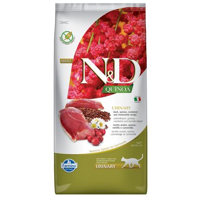 Farmina N&D Quinoa Cat Urinary Anatra, Quinoa, Mirtillo rosso e Camomilla 5 kg