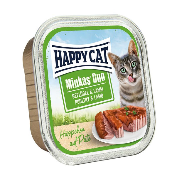 Happy Cat Minkas Duo 12 x 100 g 5 gusti: 3 misti con Pollame + 2 misti con Manzo