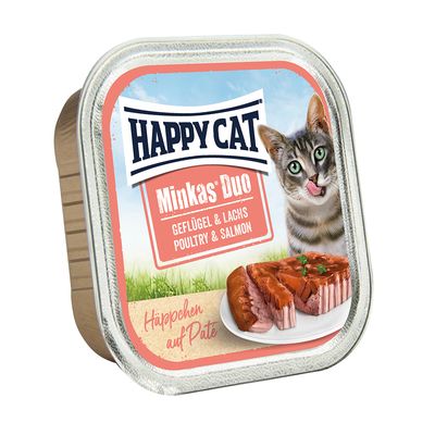 Happy Cat Minkas Duo 12 x 100 g 5 gusti: 3 misti con Pollame + 2 misti con Manzo